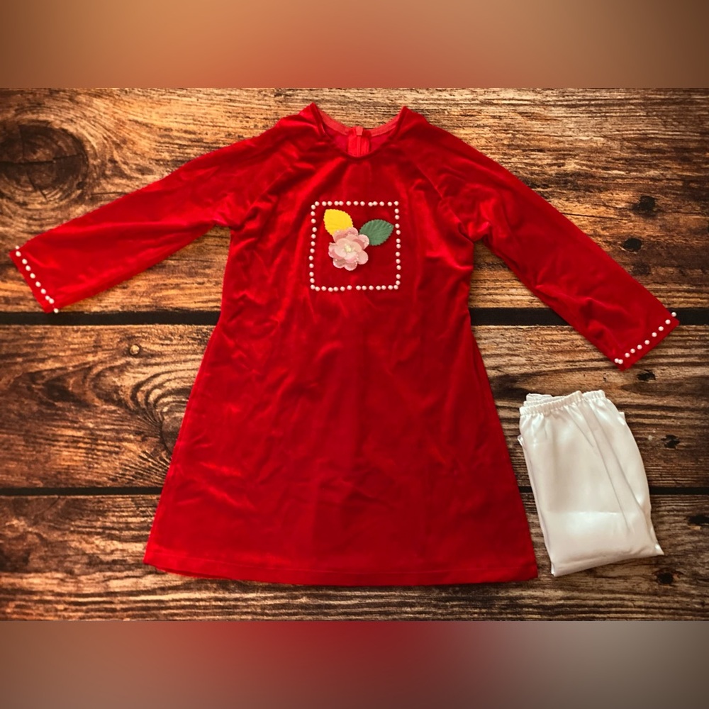 Red Velvet Aodai with 3D floral design